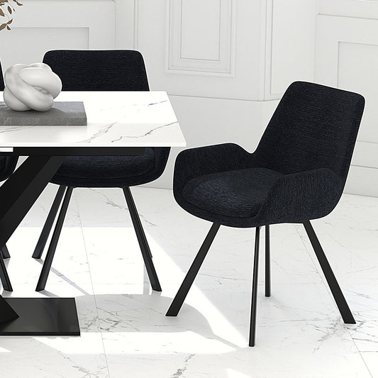 Swivel Dining Chair, Set of 2 in Black