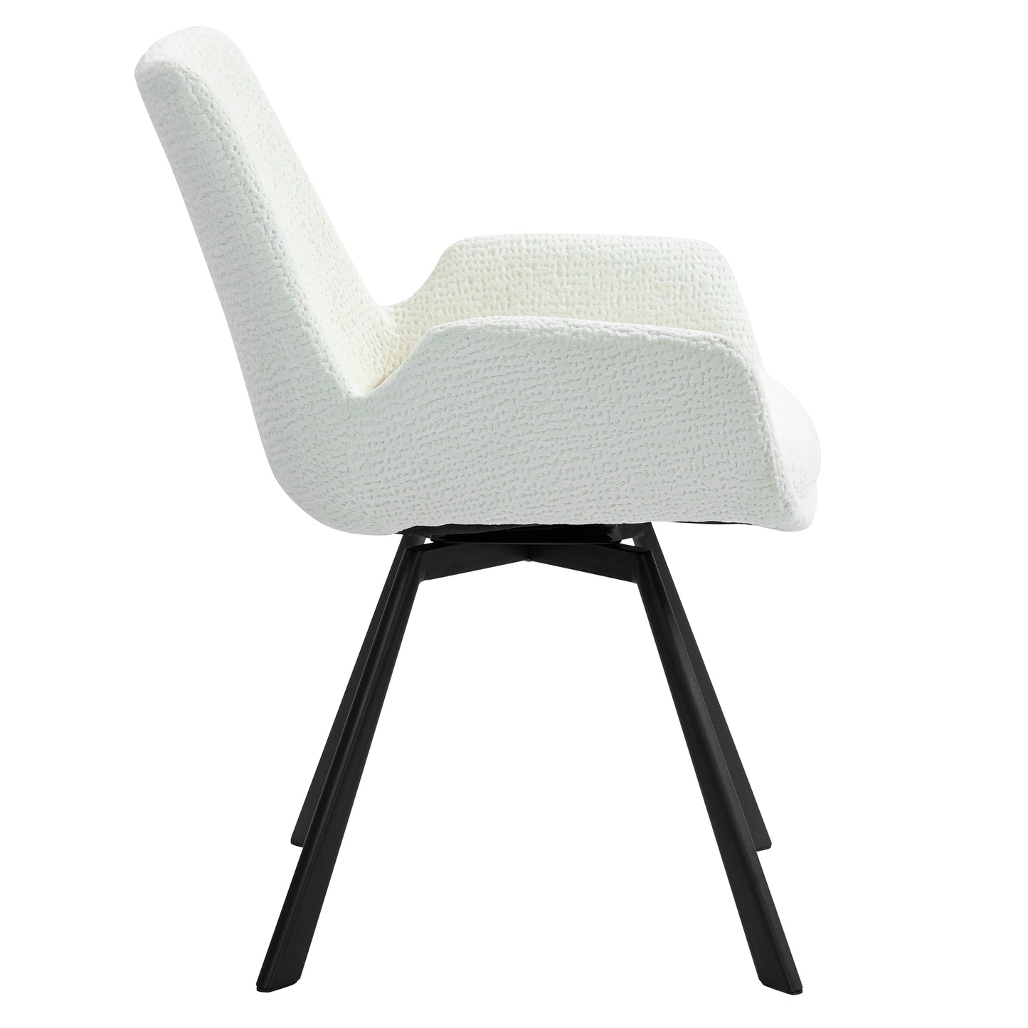 Swivel Dining Chair, Set of 2 in Ivory and Black