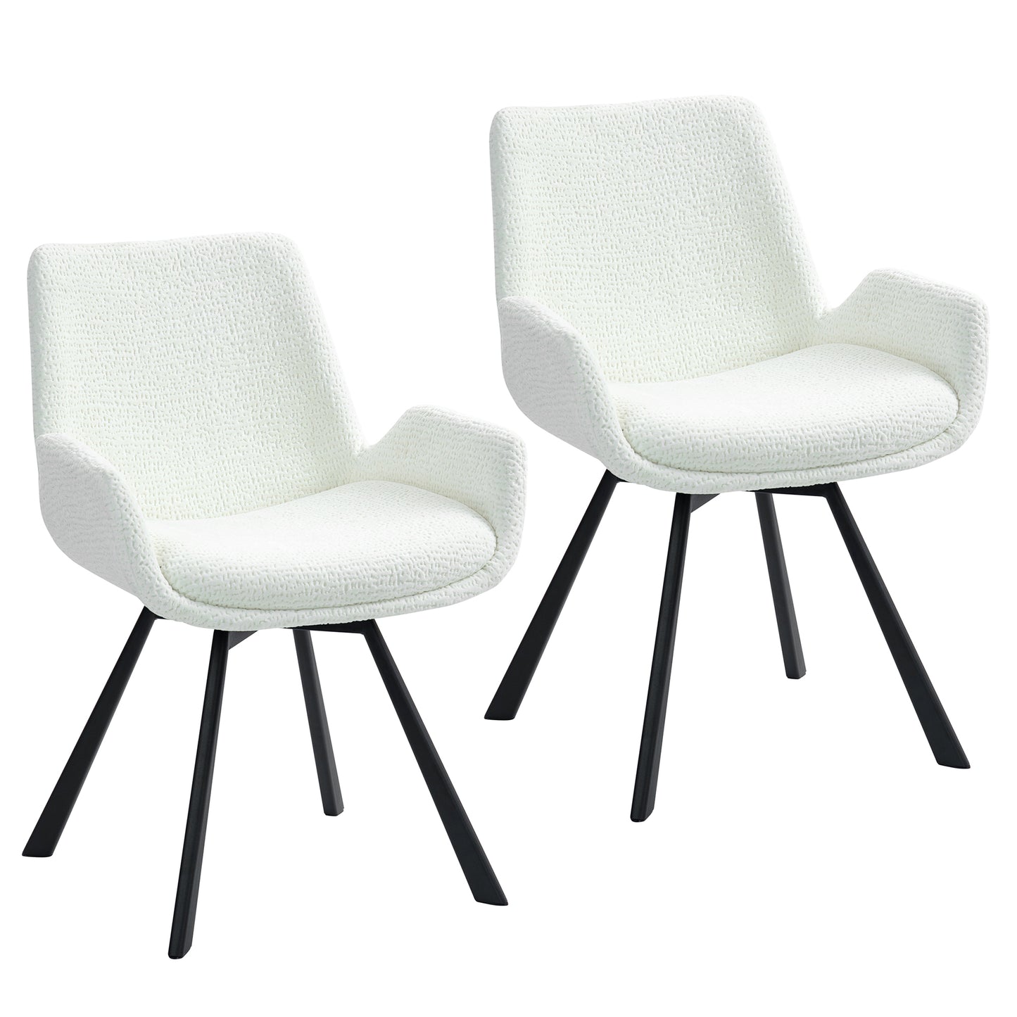 Swivel Dining Chair, Set of 2 in Ivory and Black