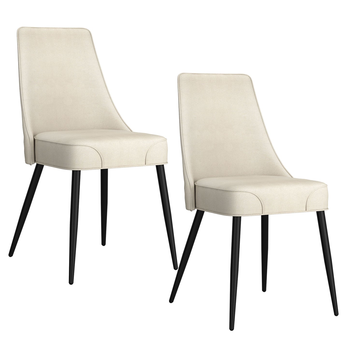 Koda Dining Chair, Fabric, Set of 2 in Beige and Black