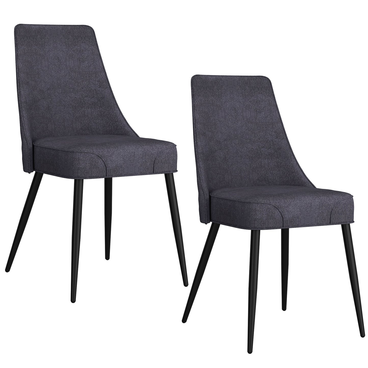 Koda Dining Chair, Fabric, Set of 2 in Charcoal and Black