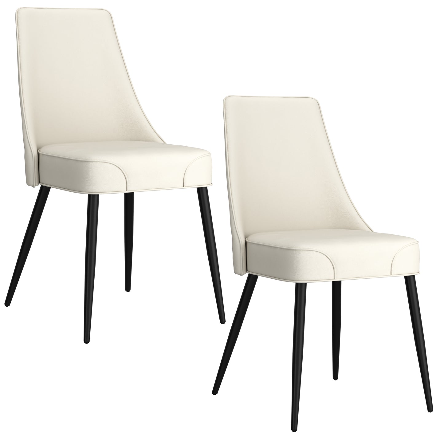 Koda Dining Chair, Faux Leather, Set of 2 in Beige and Black