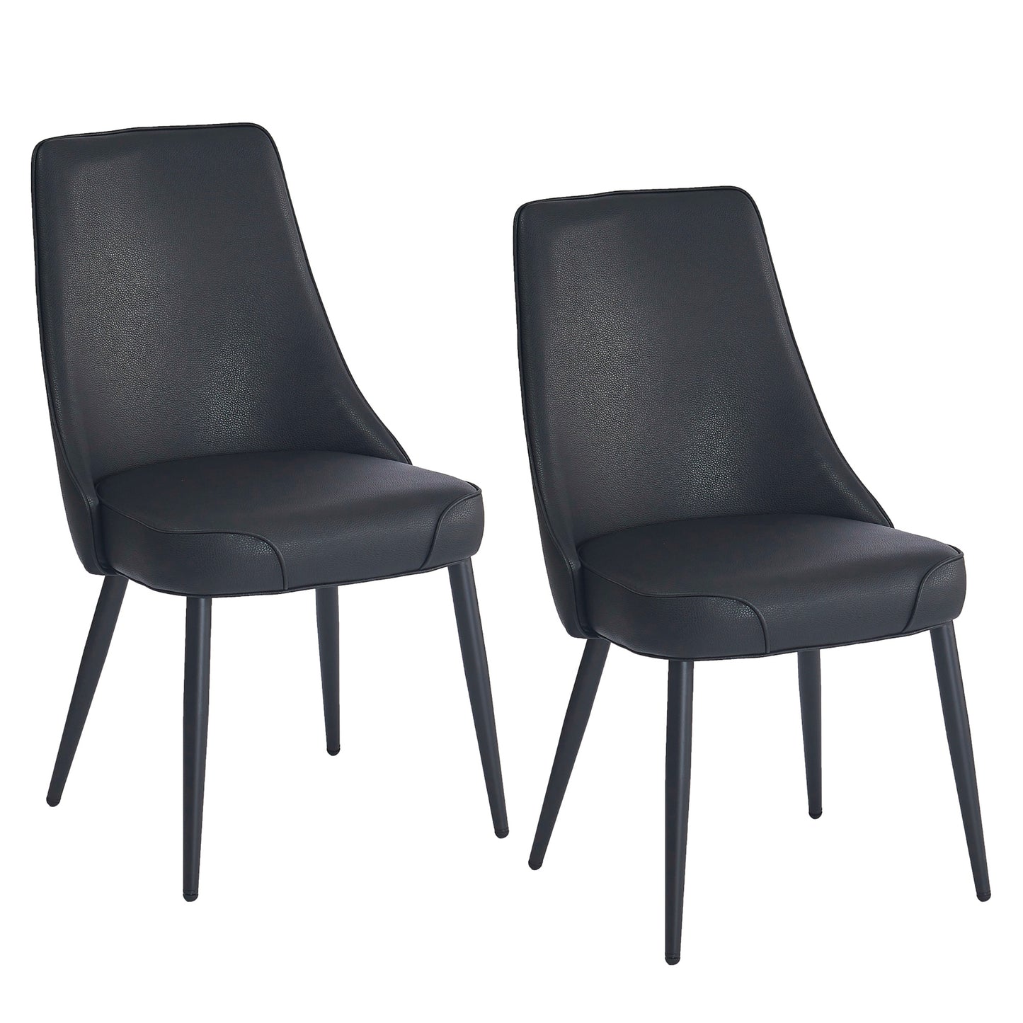 Koda Dining Chair, Faux Leather, Set of 2 in Black