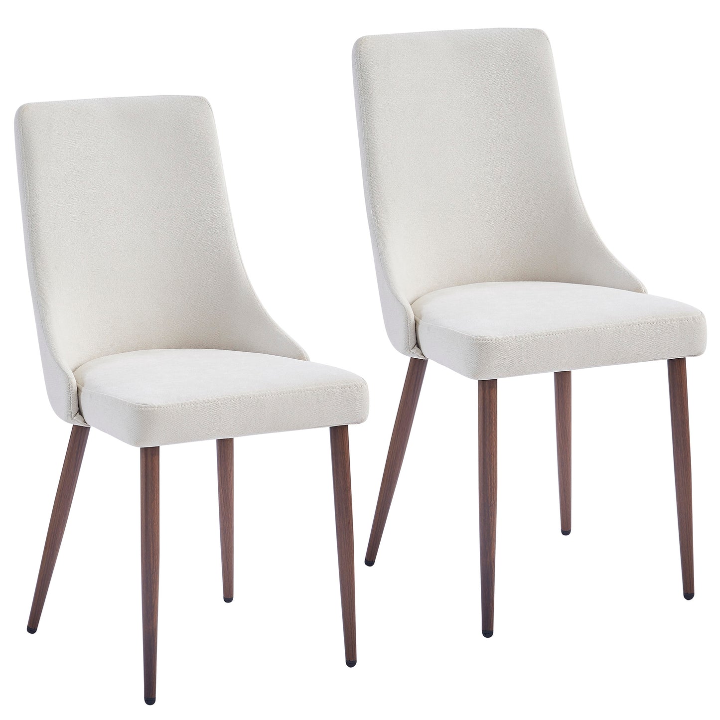 Cora Fabric Dining Chair, set of 2, in Beige and Walnut