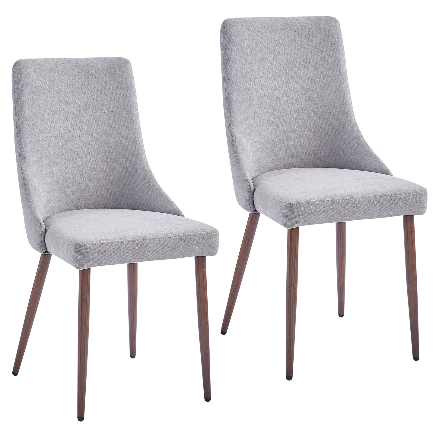 Cora Fabric Side Chair, Set of 2 in Grey and Walnut