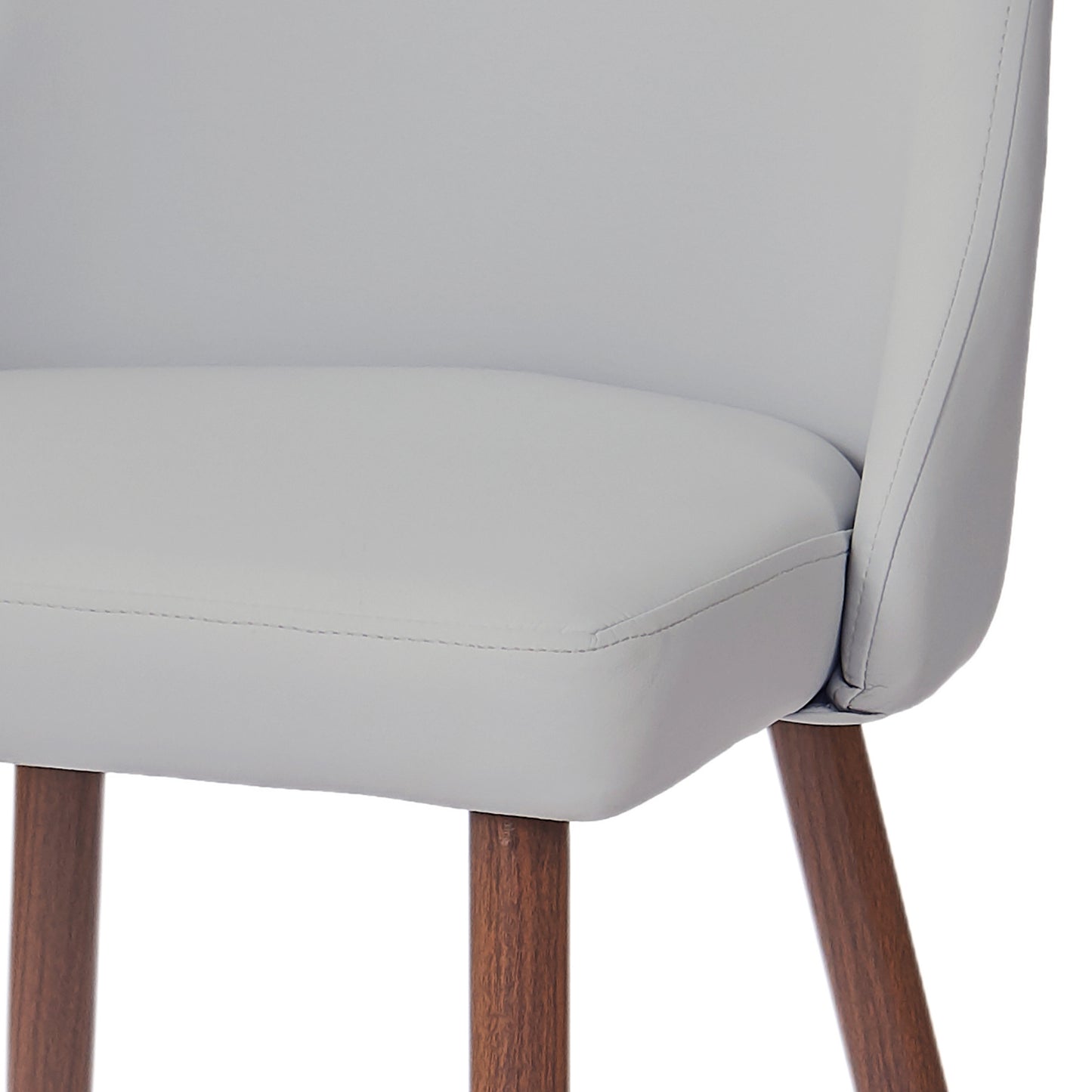 Cora Faux Leather Dining Chair, set of 2, in Light Grey and Walnut