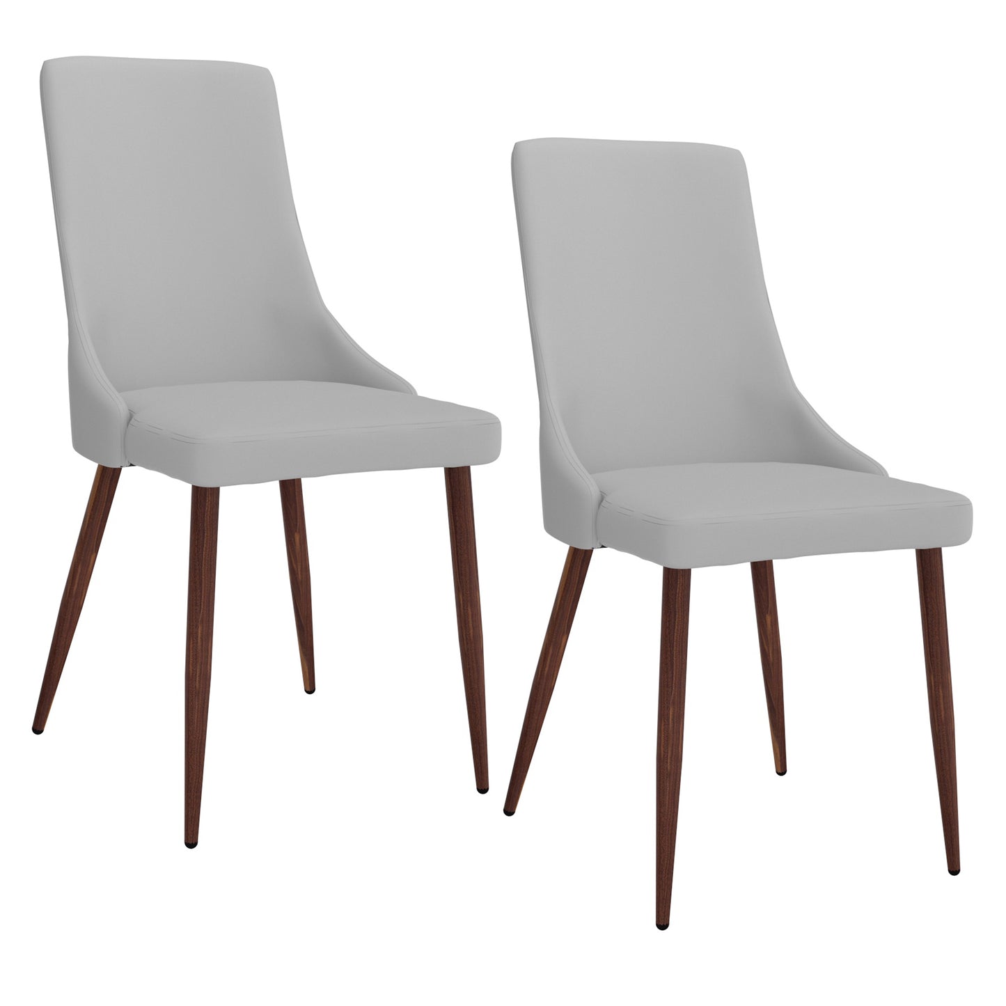 Cora Faux Leather Dining Chair, set of 2, in Light Grey and Walnut