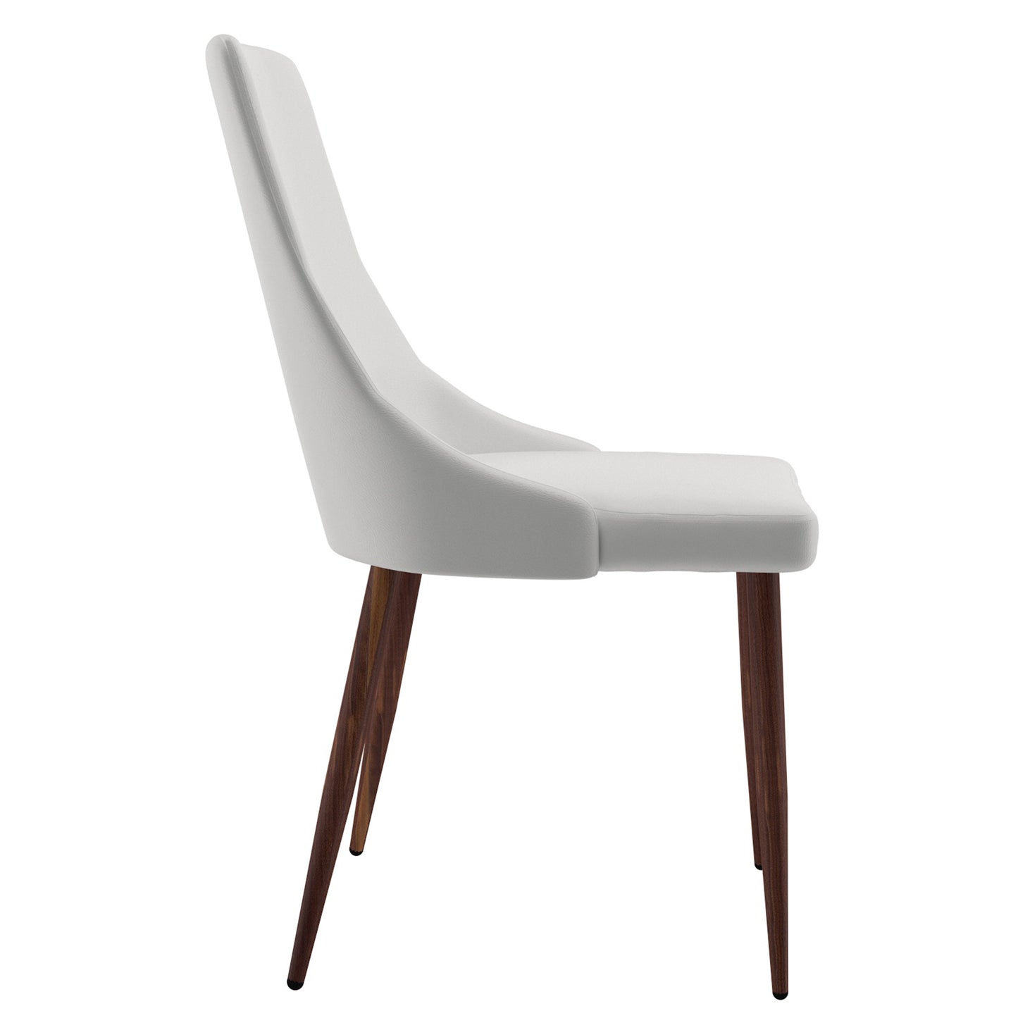 Cora Faux Leather Dining Chair, set of 2, in White and Walnut