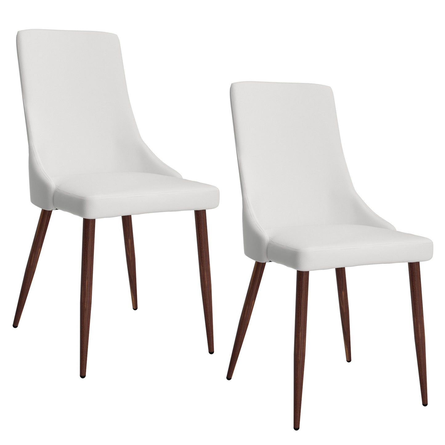 Cora Faux Leather Dining Chair, set of 2, in White and Walnut