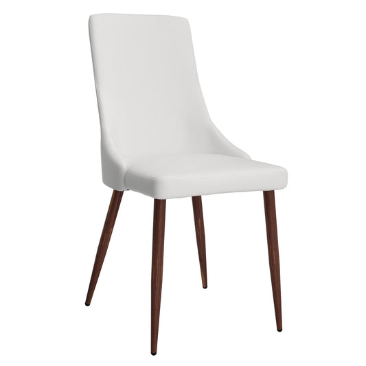 Cora Faux Leather Dining Chair, set of 2, in White and Walnut