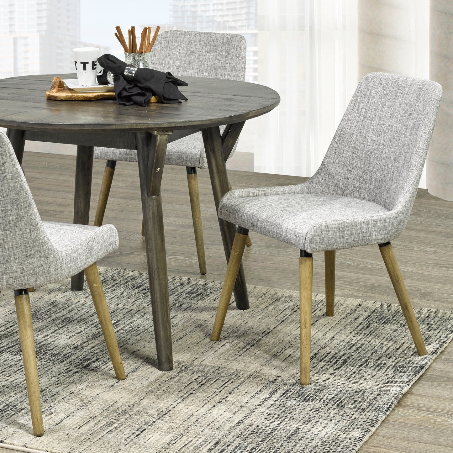 Mia Side Chair, Set of 2 in Light Grey and Grey Leg