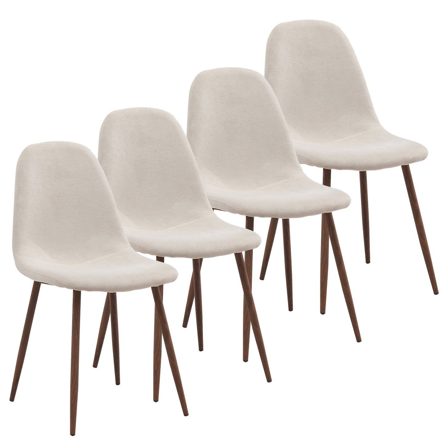 Lyna Dining Chair, [SET OF 4] in Beige and Walnut