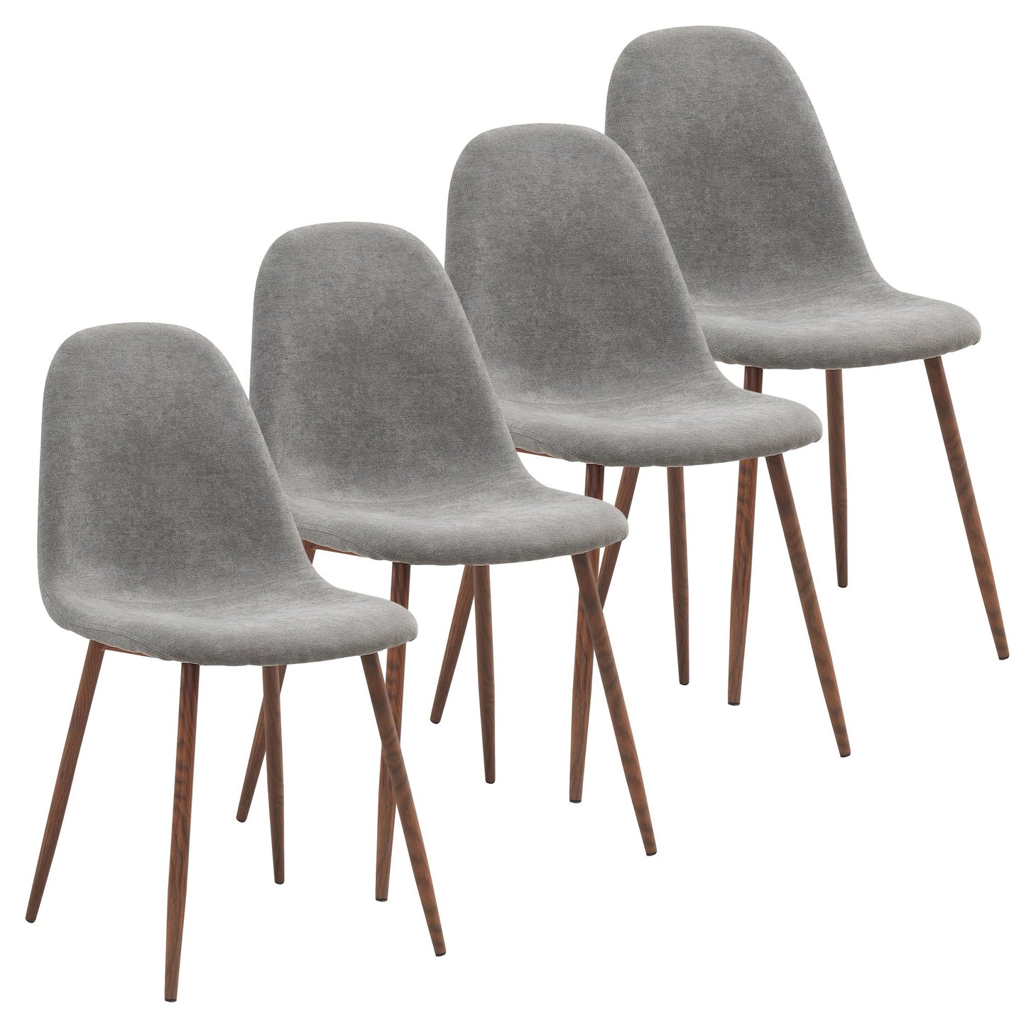 Lyna Dining Chair, Set of 4 in Grey and Walnut