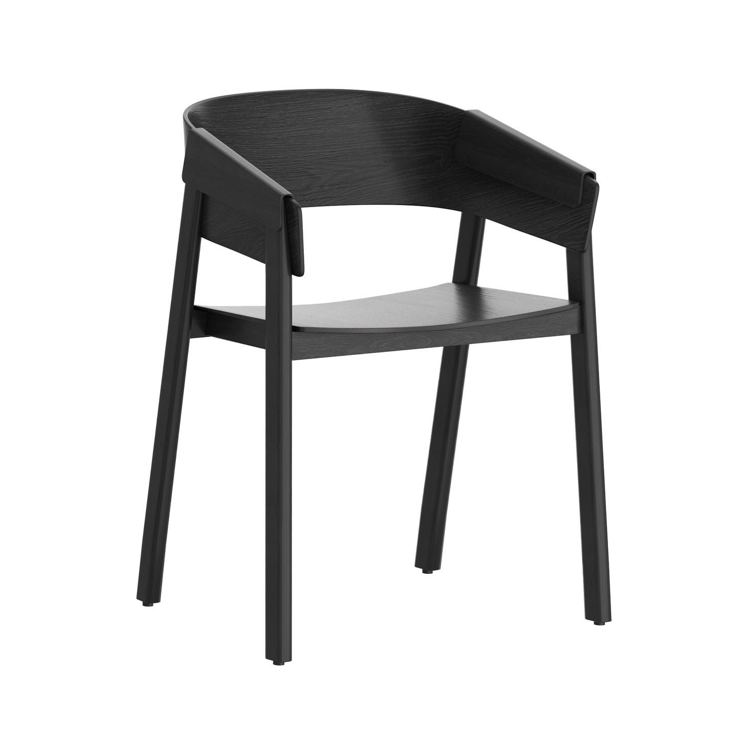 Solid Wood Dining Chair, Set of 2, in Black