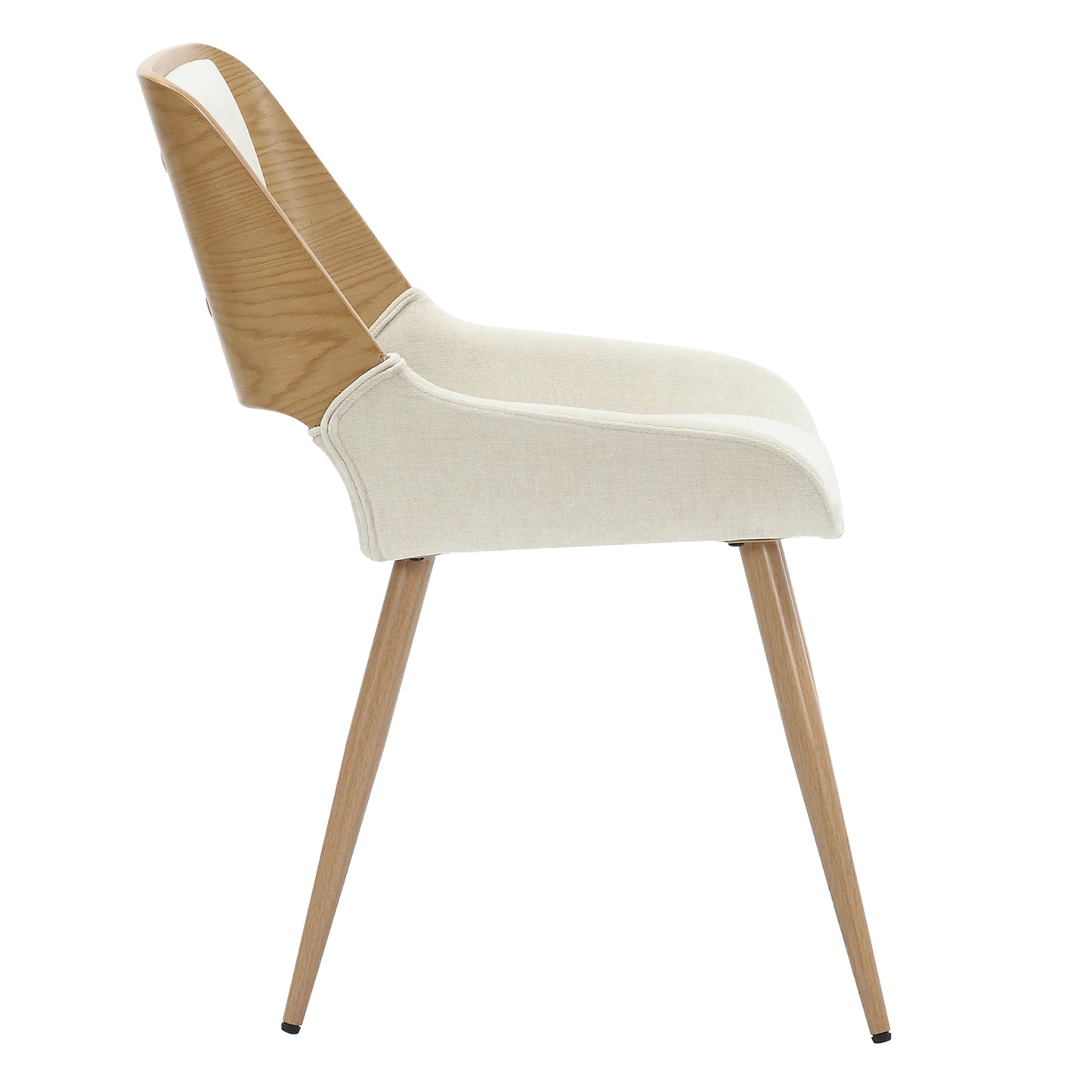 Hudson Dining Chair in Beige Fabric and Natural (1 PC)