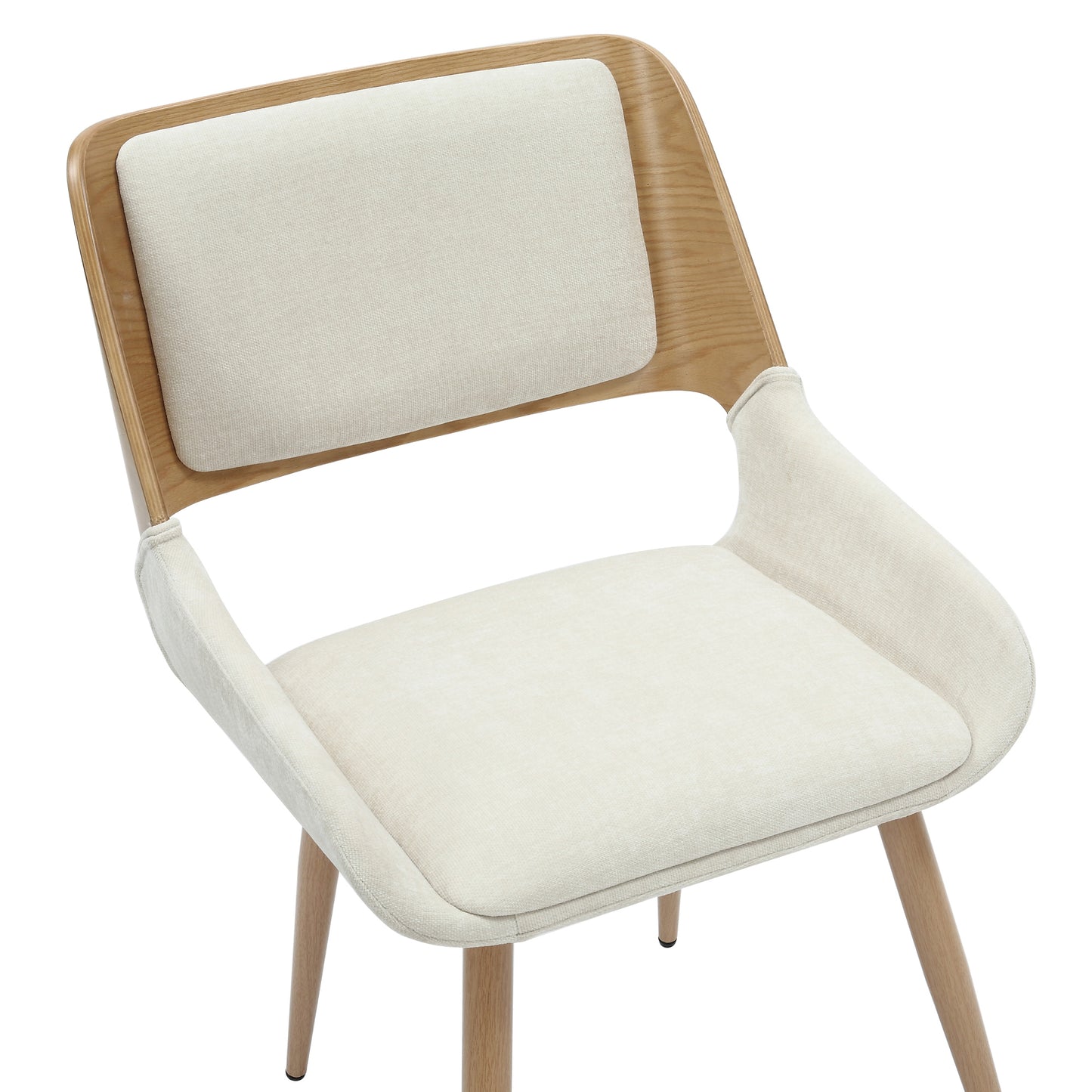 Hudson Dining Chair in Beige Fabric and Natural (1 PC)