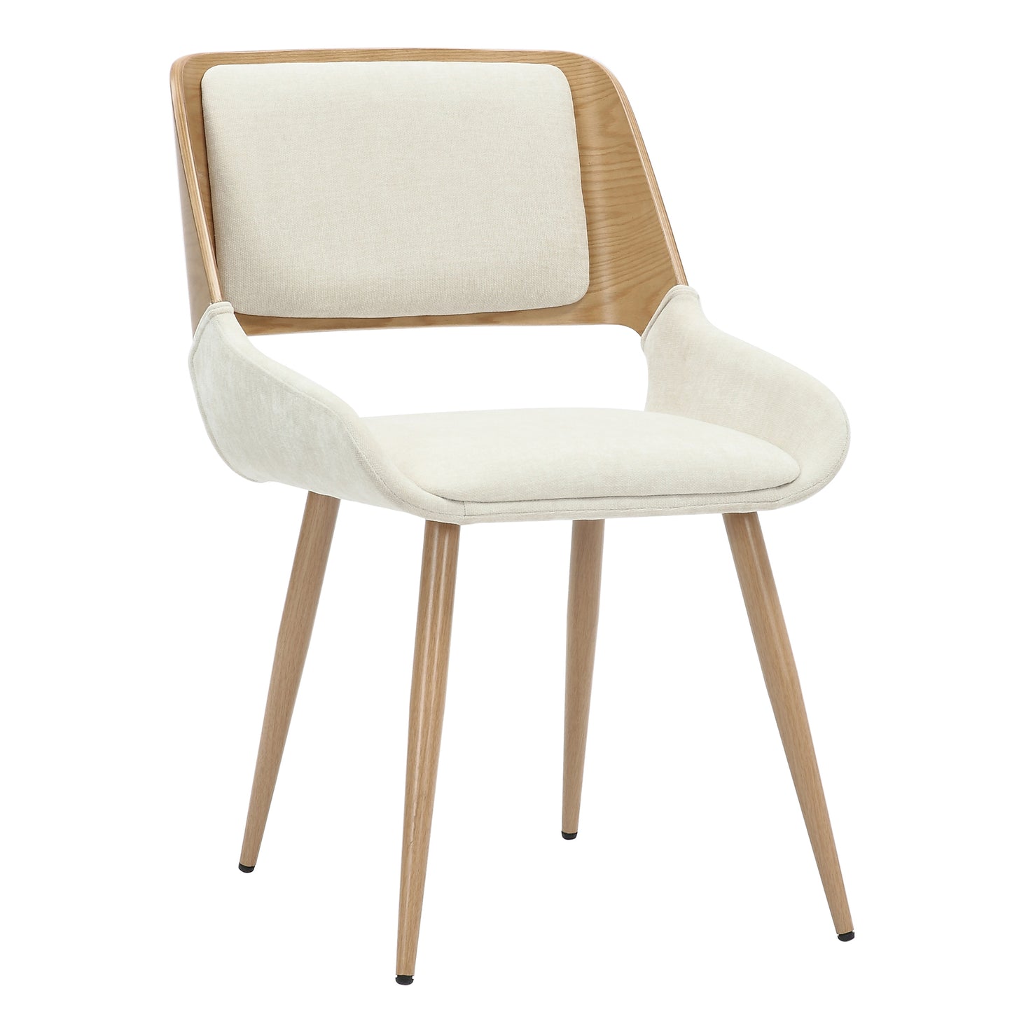 Hudson Dining Chair in Beige Fabric and Natural (1 PC)