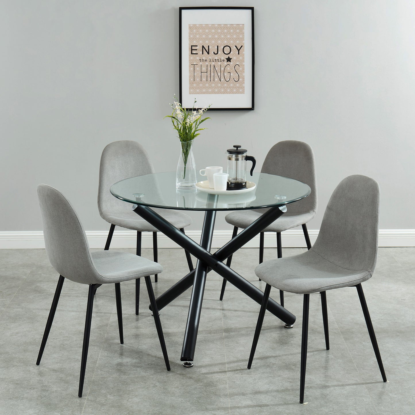 Olly Side Chair, Set of 4 in Grey and Black