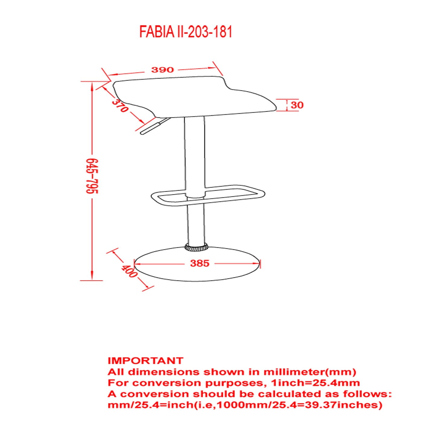 Fabia Ii Adjustable Air Lift Stool, Set of 2 in Black and Grey