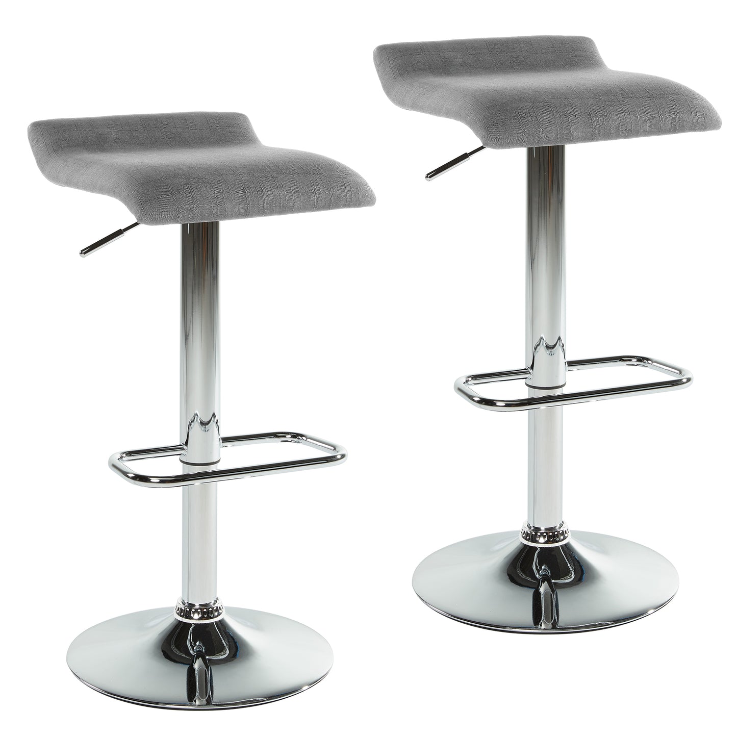 Fabia Ii Adjustable Air Lift Stool, Set of 2 in Grey and Chrome