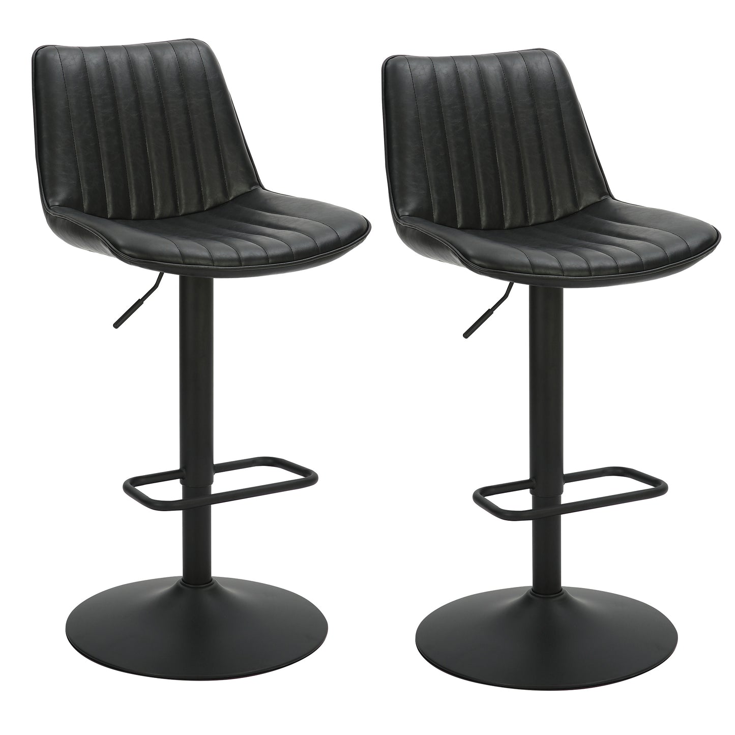 Kosi Adjustable Air-Lift Stool, Set of 2 in Black