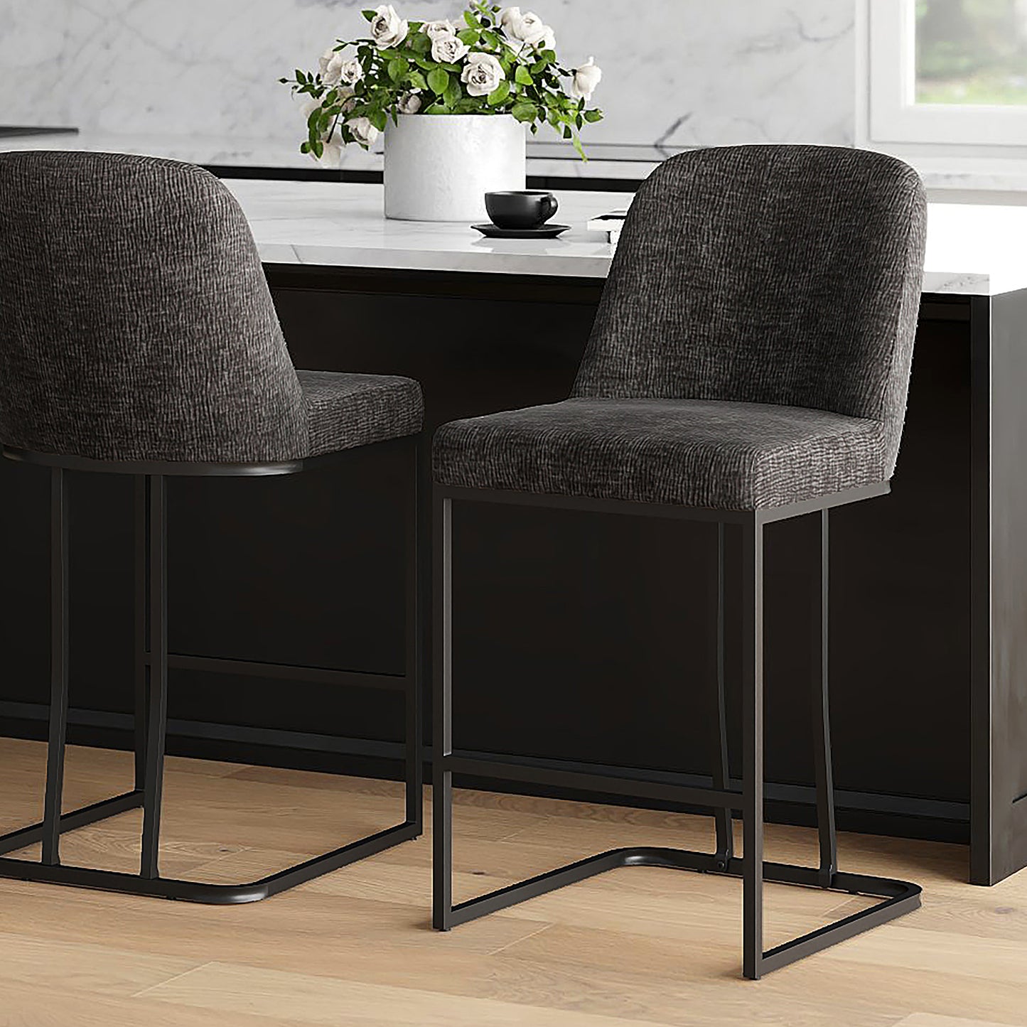 26" Counter Stool, Set of 2 in Charcoal