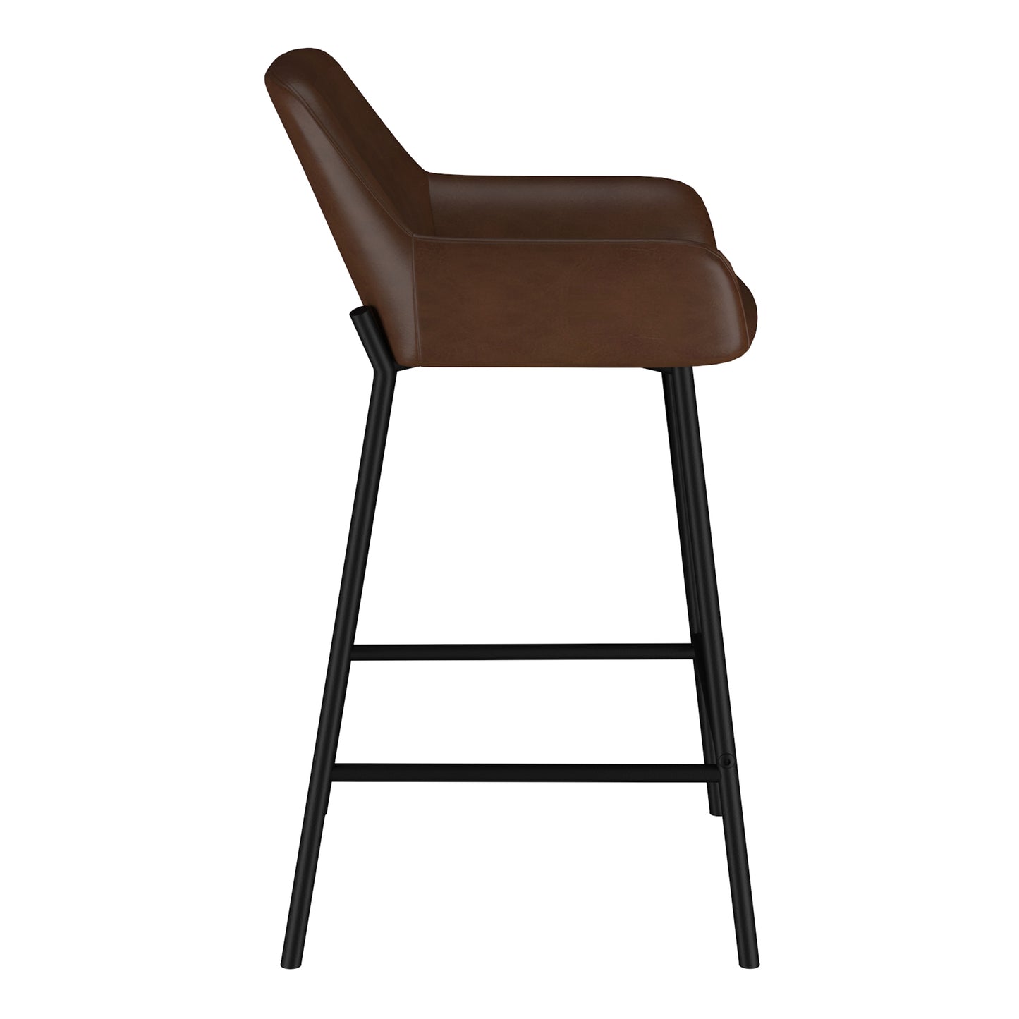 26" Counter Stool, PU, Set of 2 in Brown & Black