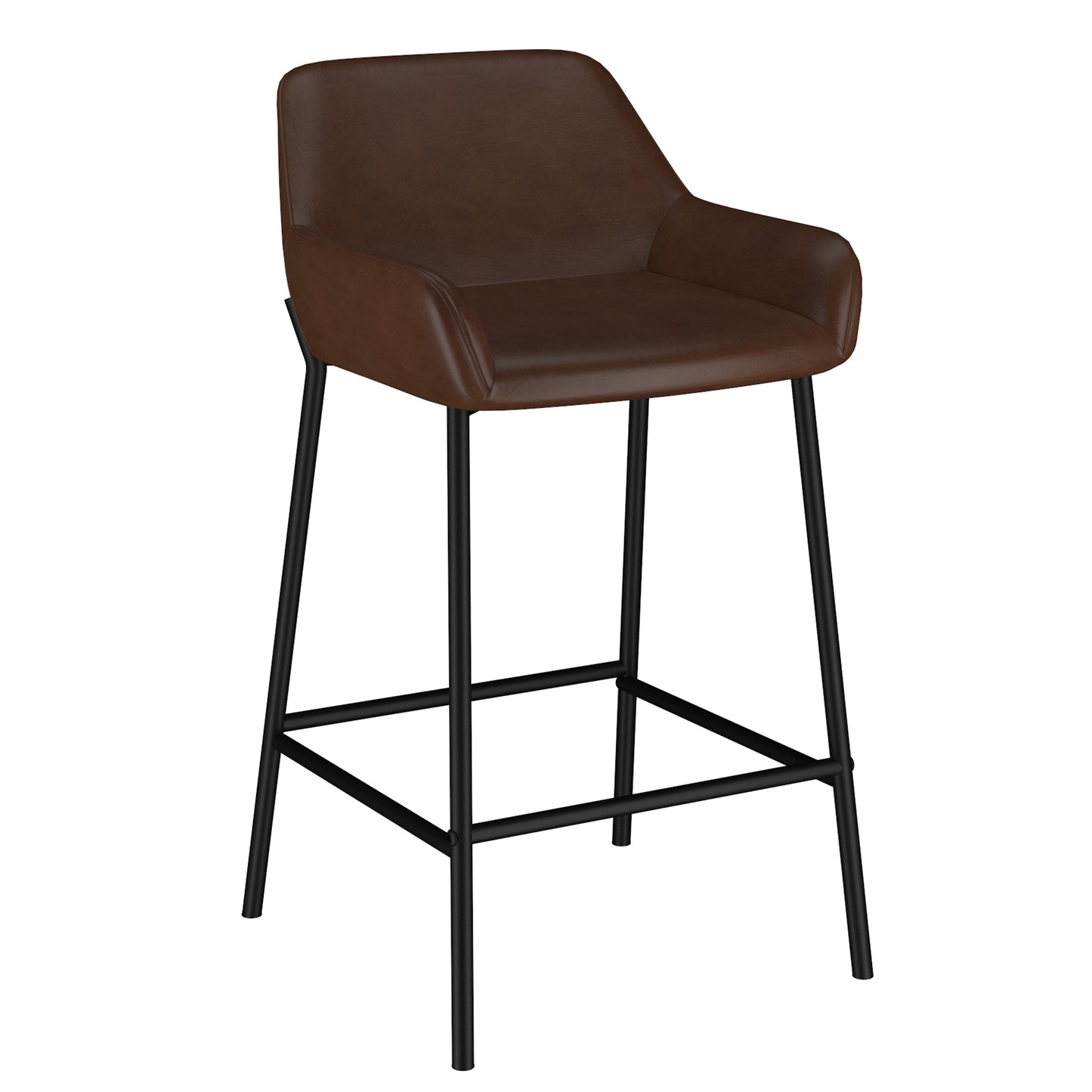 26" Counter Stool, PU, Set of 2 in Brown & Black