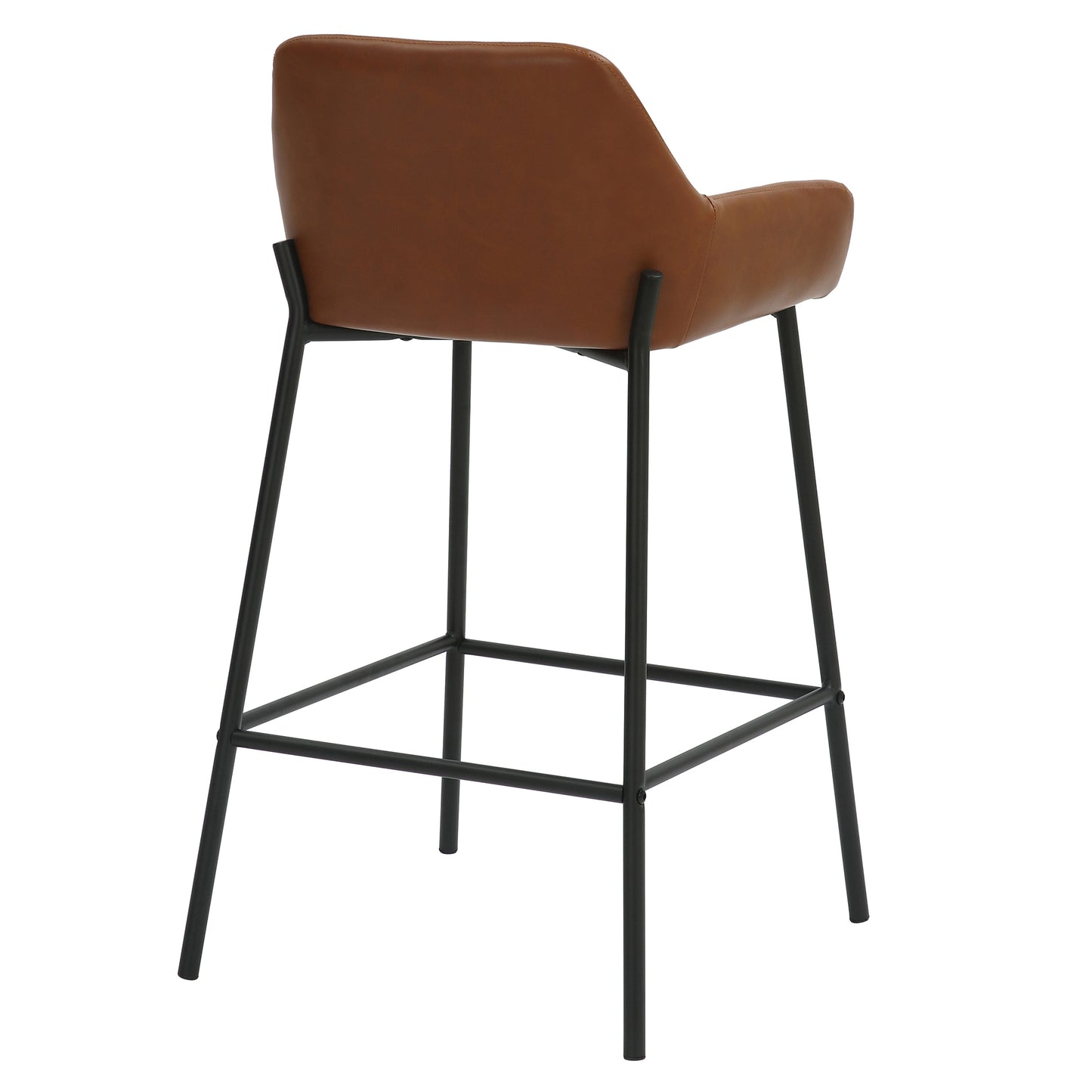 26" Counter Stool, PU, Set of 2 in Saddle and Black