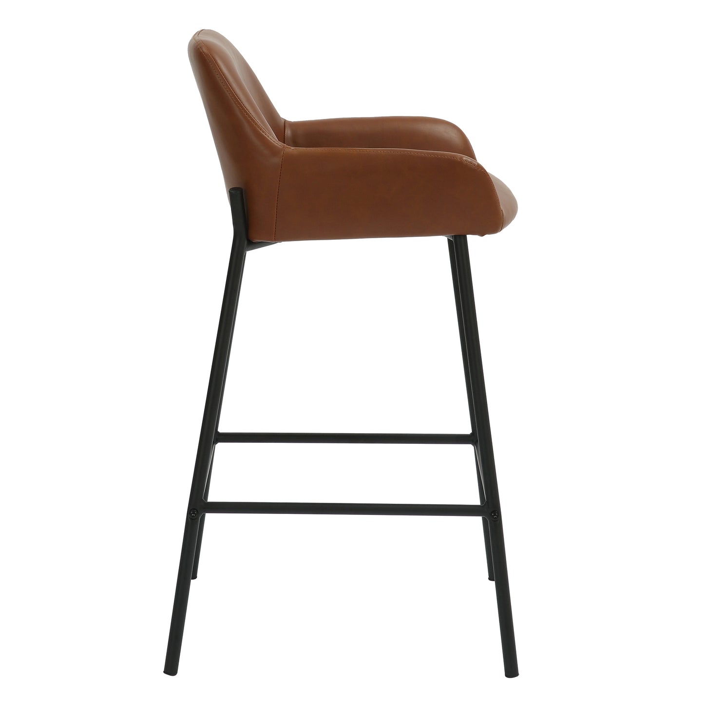 26" Counter Stool, PU, Set of 2 in Saddle and Black