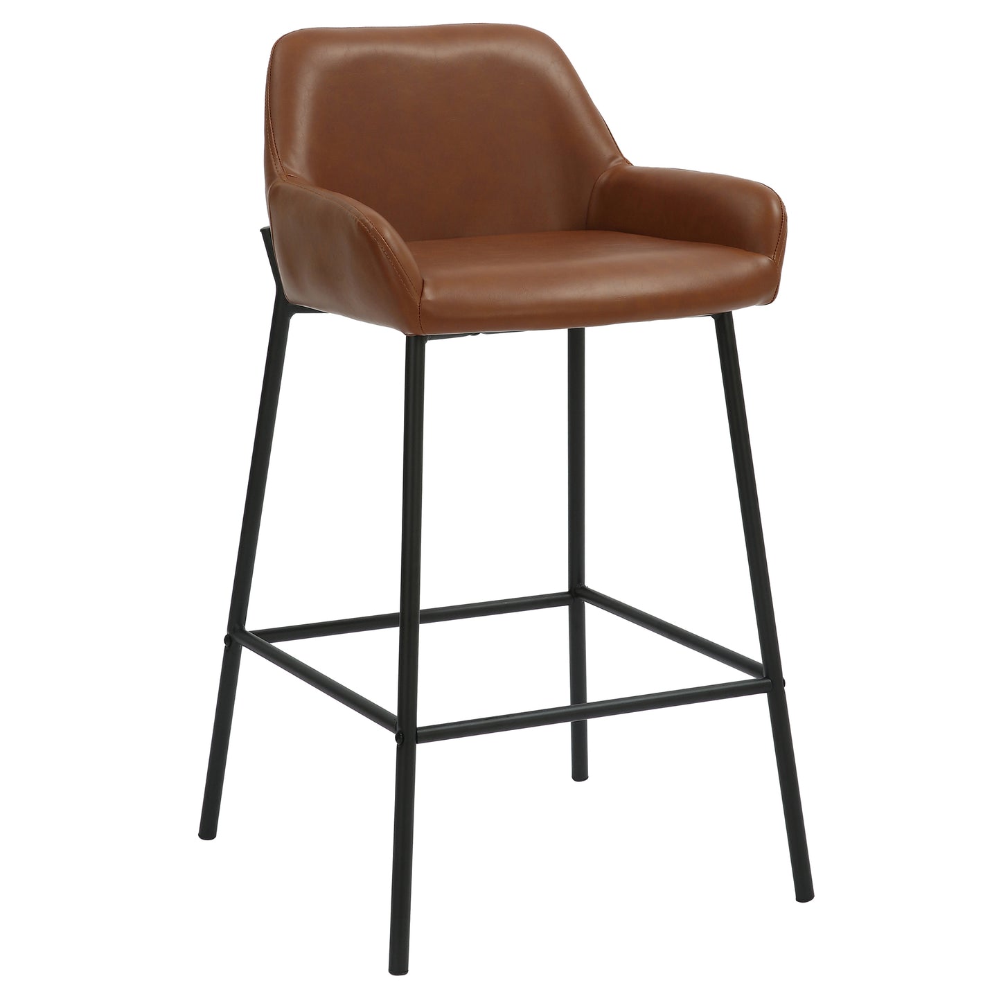 26" Counter Stool, PU, Set of 2 in Saddle and Black