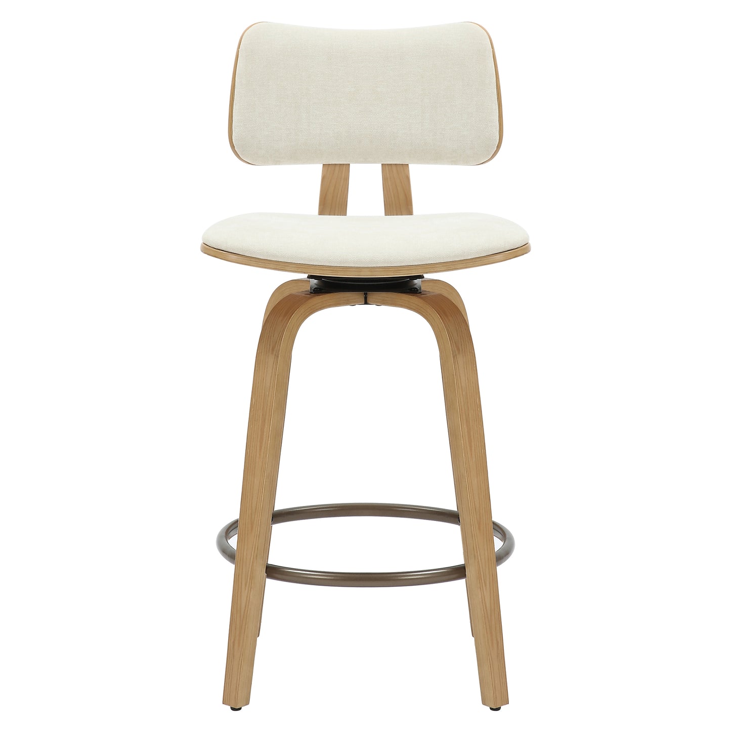 Zuni 26" Counter Stool with Swivel in Beige Fabric and Natural (1 Stool)