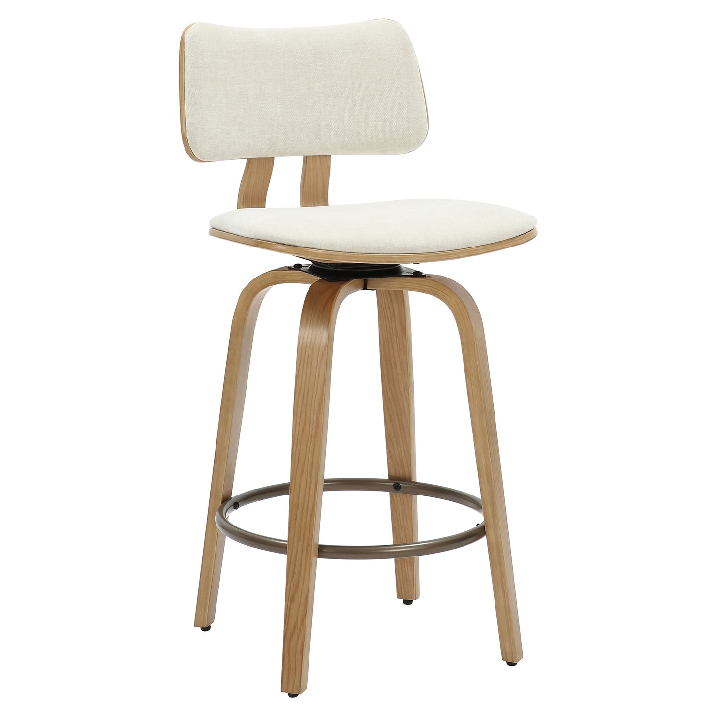 Zuni 26" Counter Stool with Swivel in Beige Fabric and Natural (1 Stool)