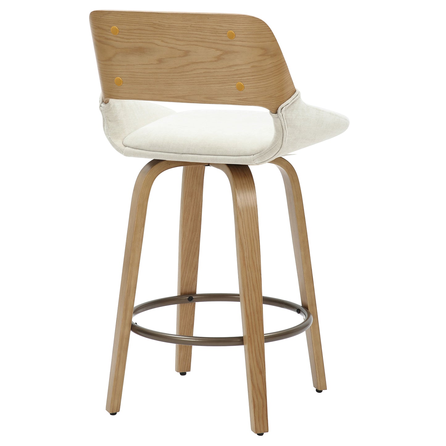 Hudson 26" Counter Stool with Swivel in Beige Fabric and Natural