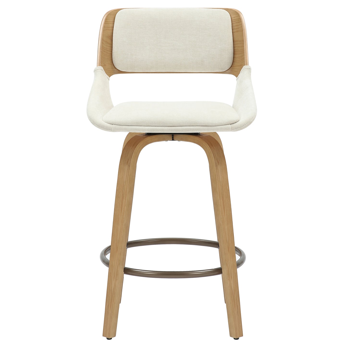 Hudson 26" Counter Stool with Swivel in Beige Fabric and Natural