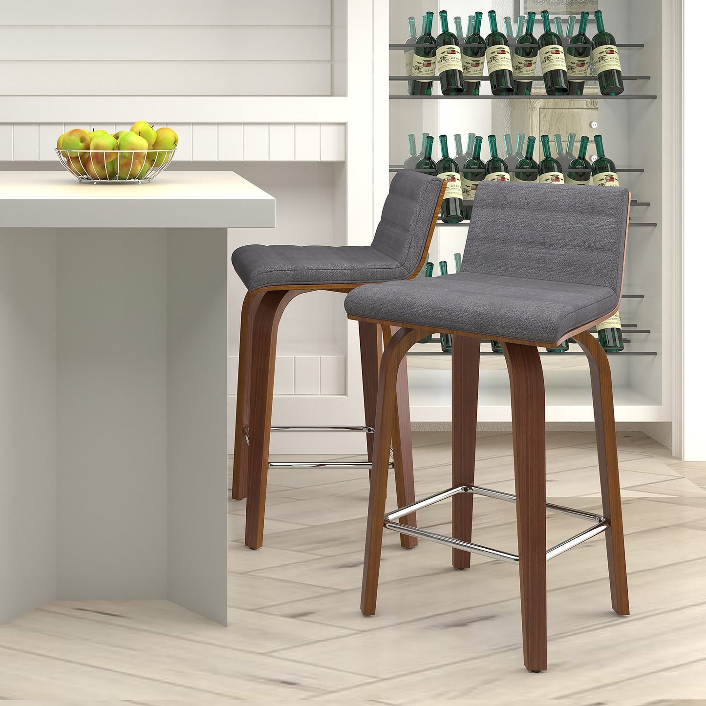 Moreno 26" Counter Stool in Charcoal and Walnut