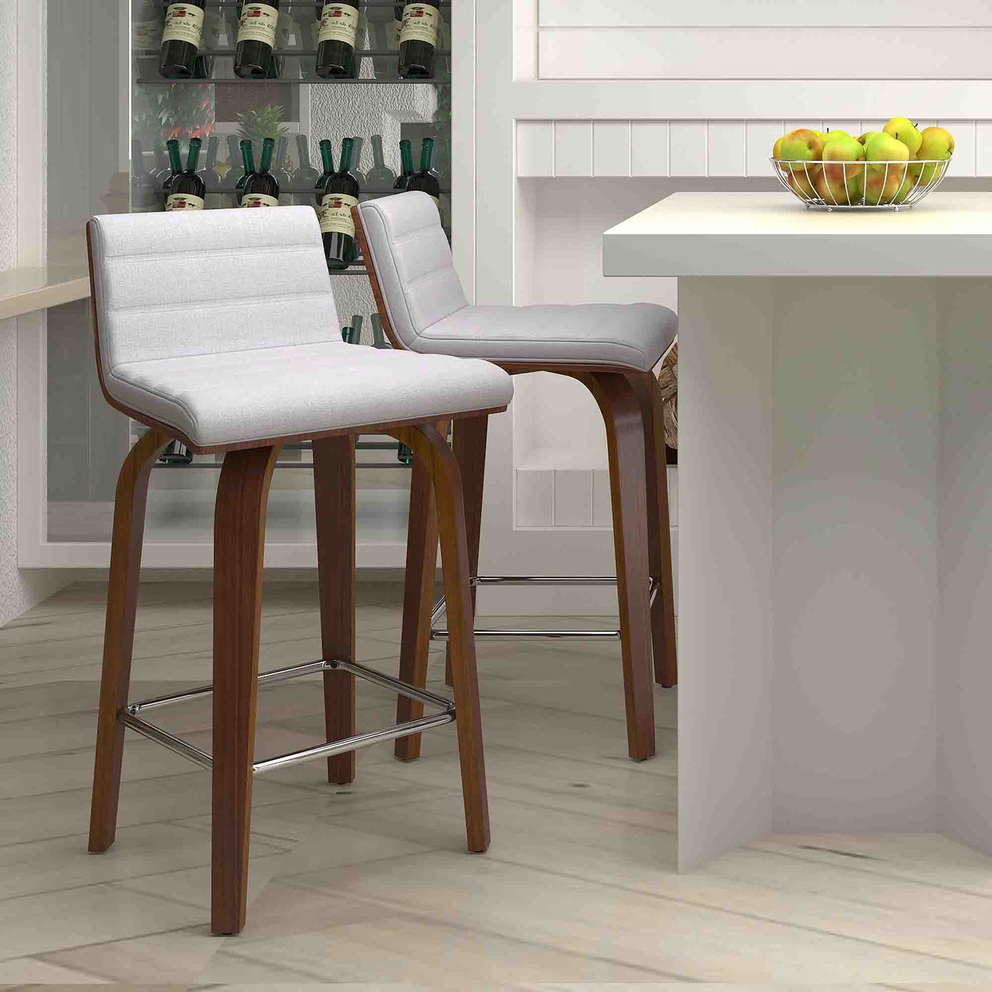 Moreno 26" Counter Stool in Grey and Walnut