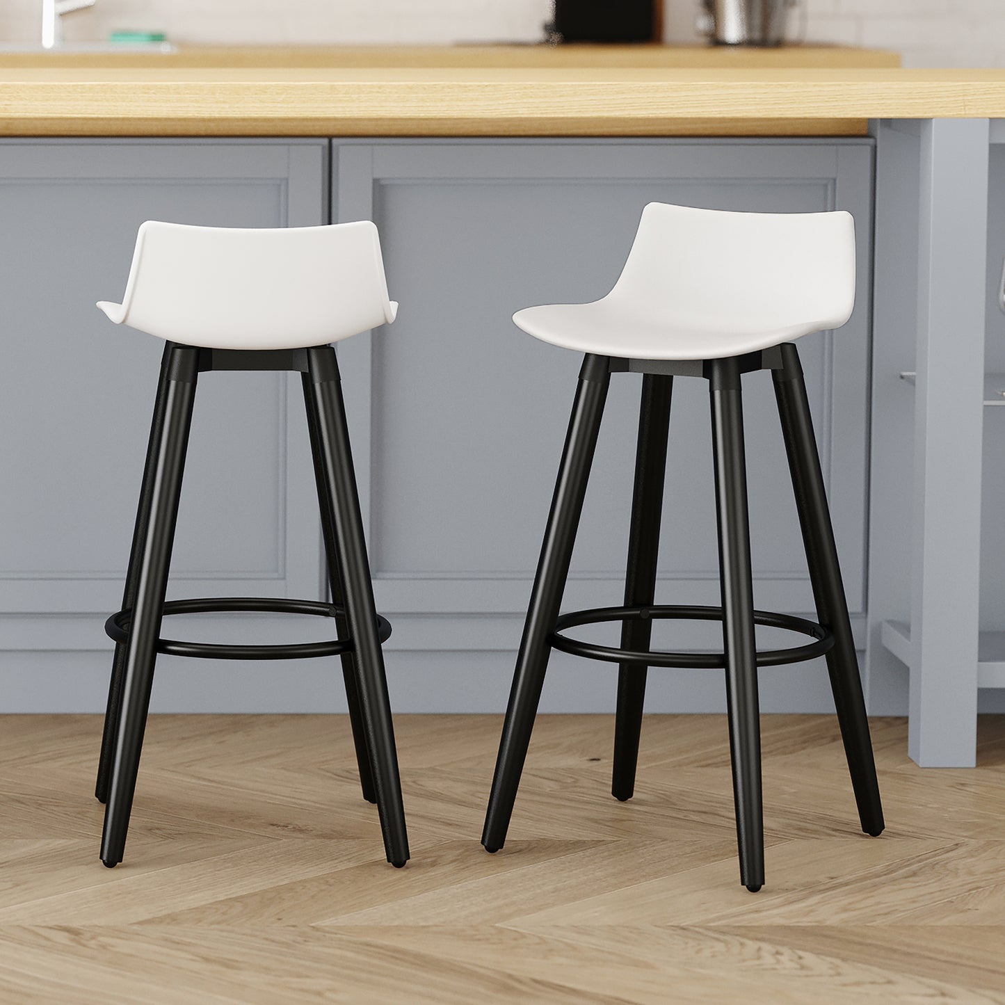 Rango 26" Counter Stool, Set of 2, in White and Black