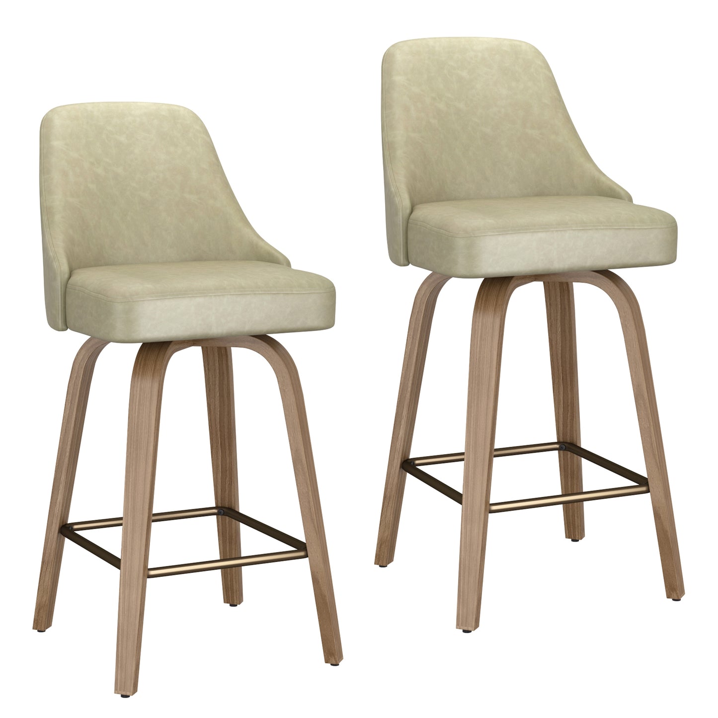 Oakley 26" Counter Stool w/Swivel, Set of 2 in Ivory & Whitewashed