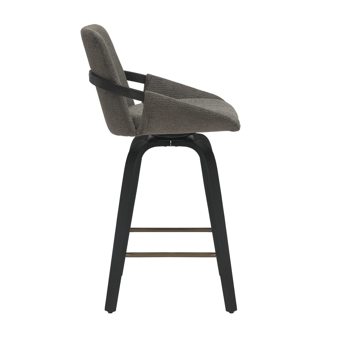 Parker 26" Counter Stool w/Swivel, Set of 2 in Charcoal Performance Fabric & Black