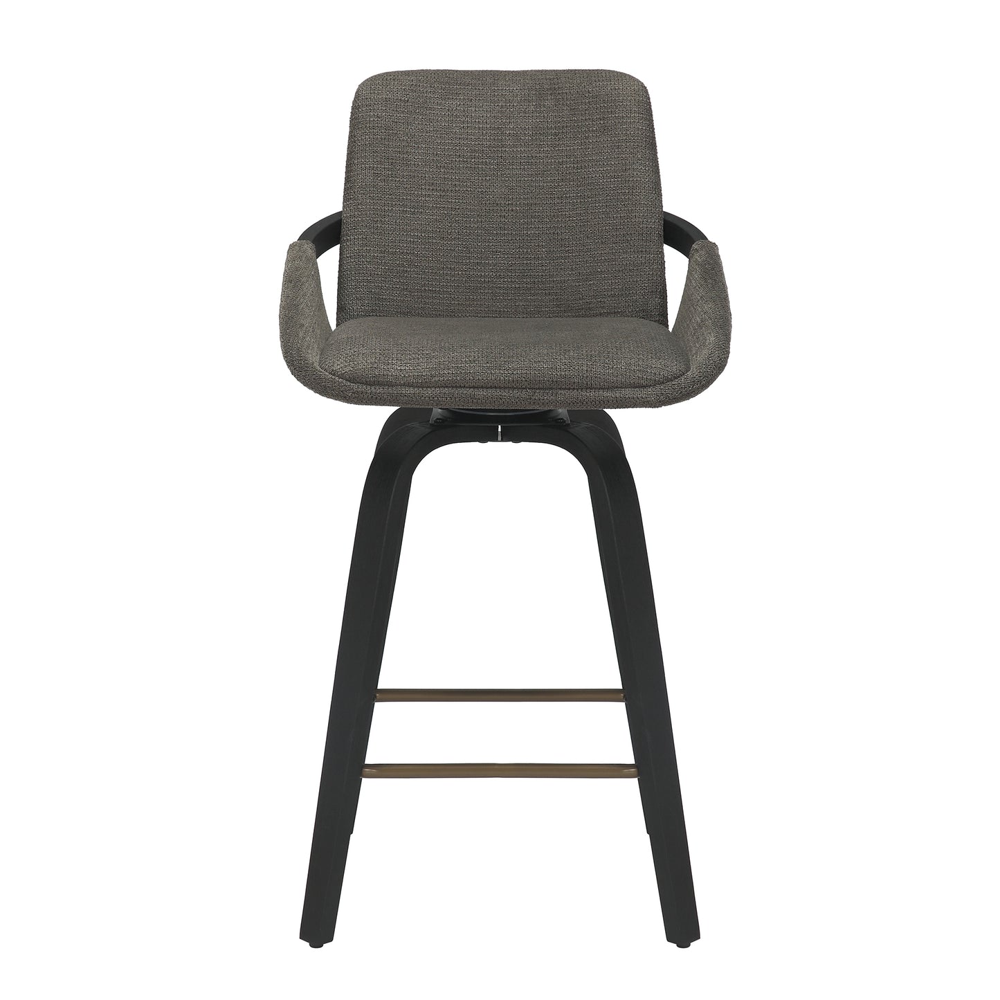 Parker 26" Counter Stool w/Swivel, Set of 2 in Charcoal Performance Fabric & Black