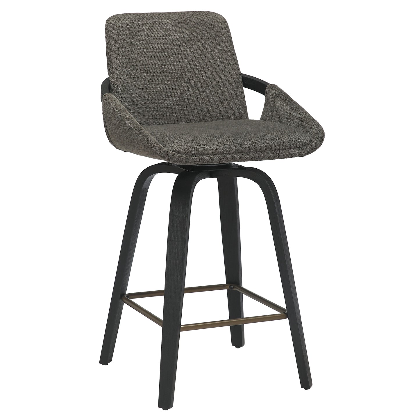 Parker 26" Counter Stool w/Swivel, Set of 2 in Charcoal Performance Fabric & Black