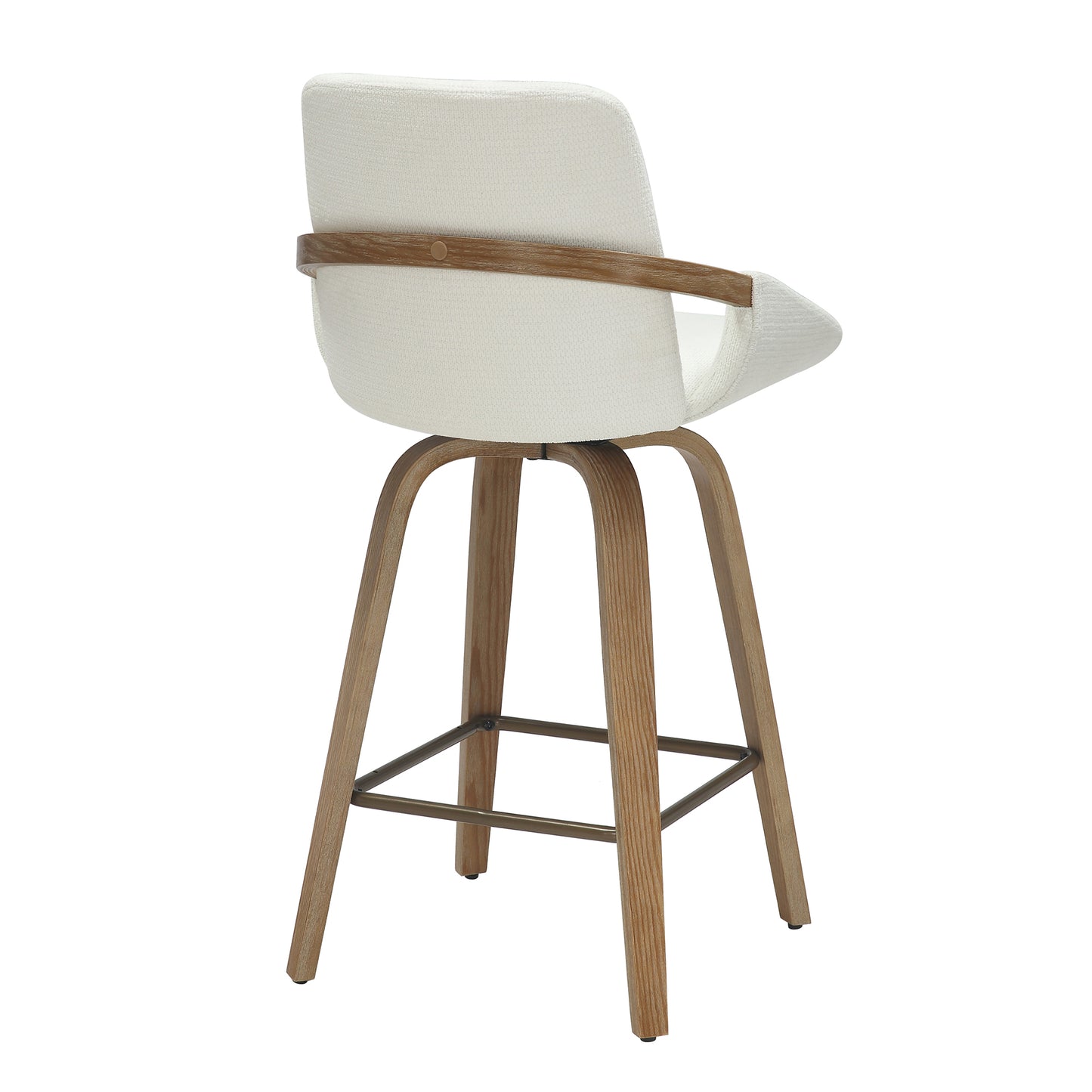 Parker 26" Counter Stool w/Swivel, Set of 2 in Ivory Performance Fabric & Whitewashed