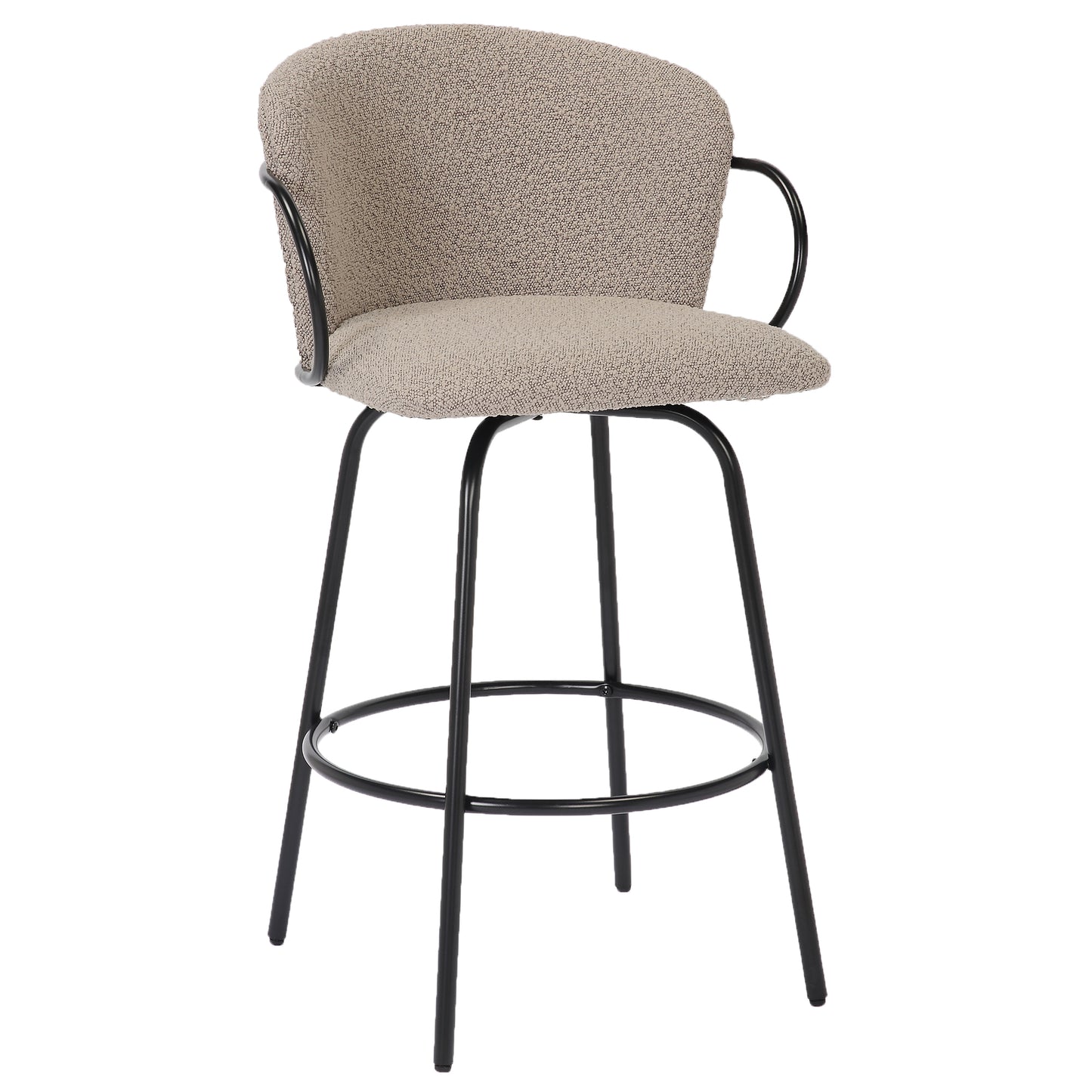 Kalani 26" Counter Stool w/Swivel, Set of 2 in Warm Grey & Black