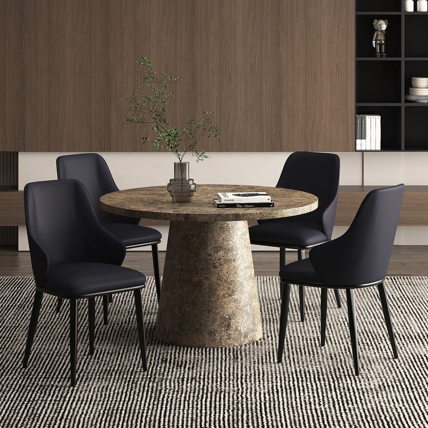 5pc Dining Set in Grey with Black Chair