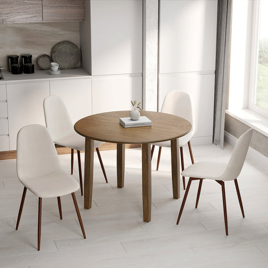 Conrad/Lyna 5pc Dining Set in Walnut with Beige Chair