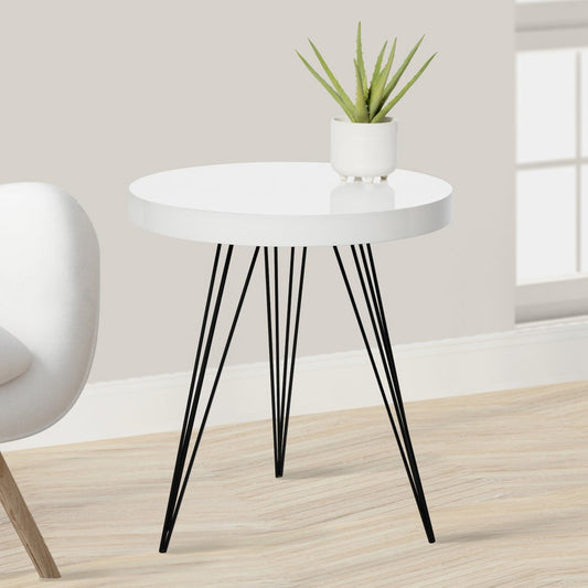 Tripod Leg Round Top Gloss White Side Table