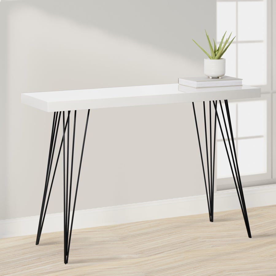 Tripod Leg Gloss White Console Table