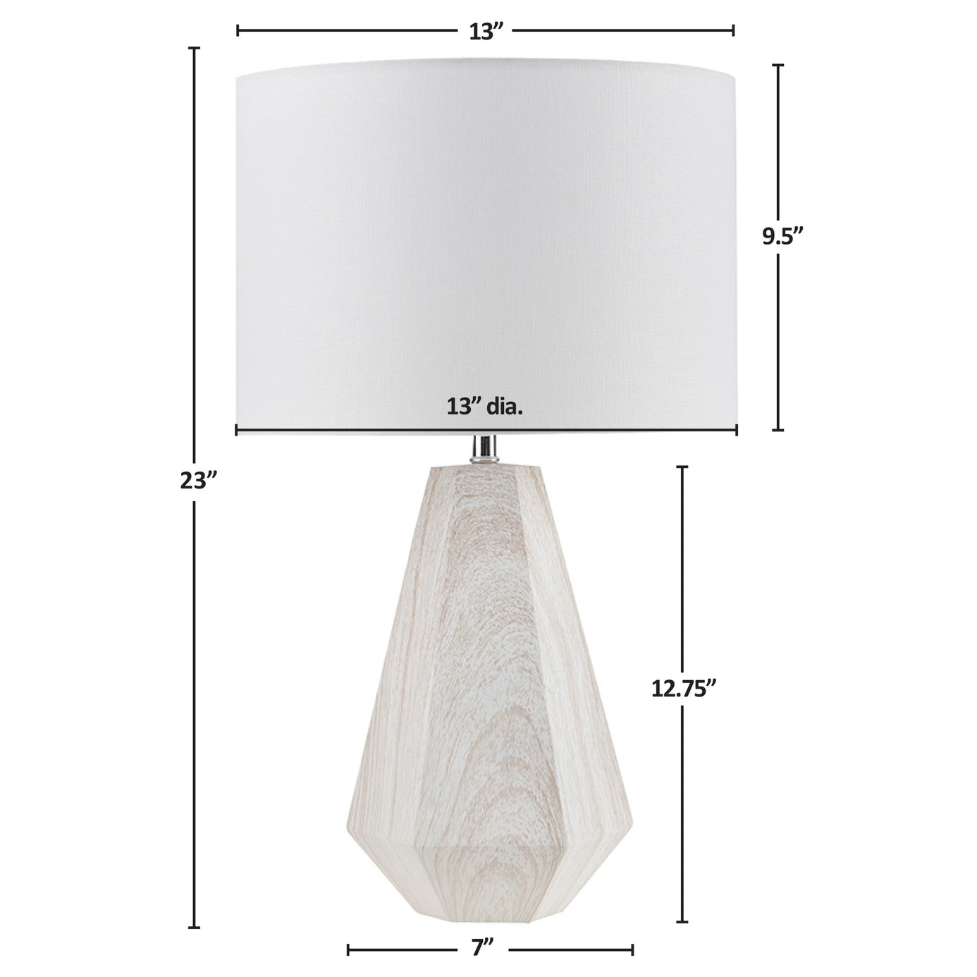 Contemporary Faux Wood Texture Resin Table Lamp White