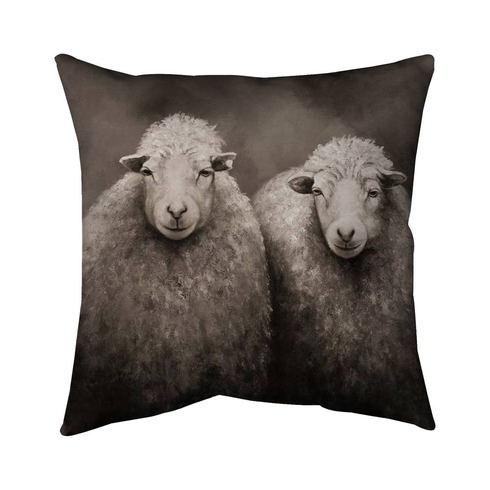 Sheep Sepia | Outside Pillow Cover 18" X 18"